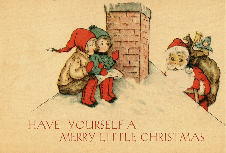 A Merry Little Christmas Wood Postcard - Cedar Mountain Studios