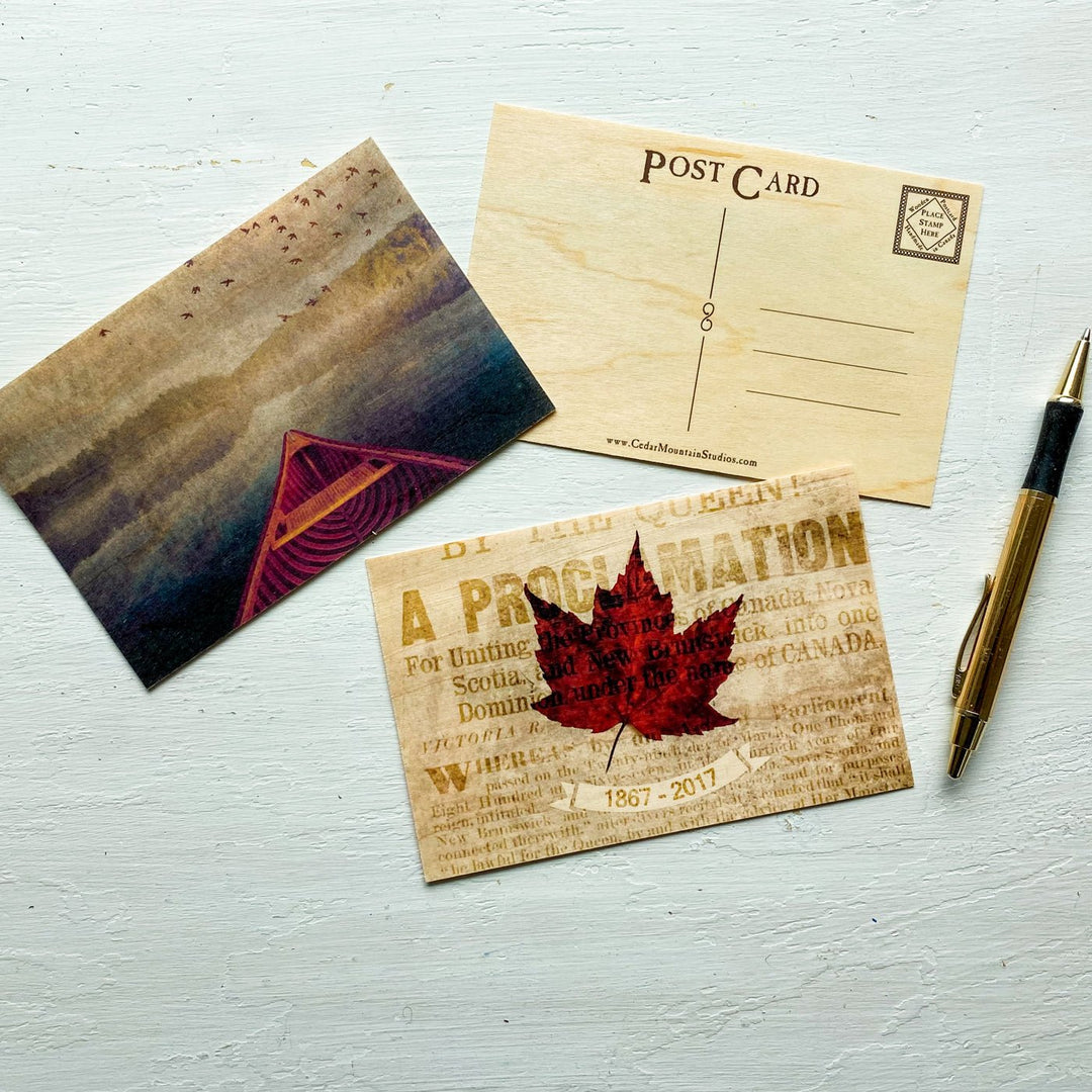 Canadian Centennial Wood Postcard - Cedar Mountain Studios
