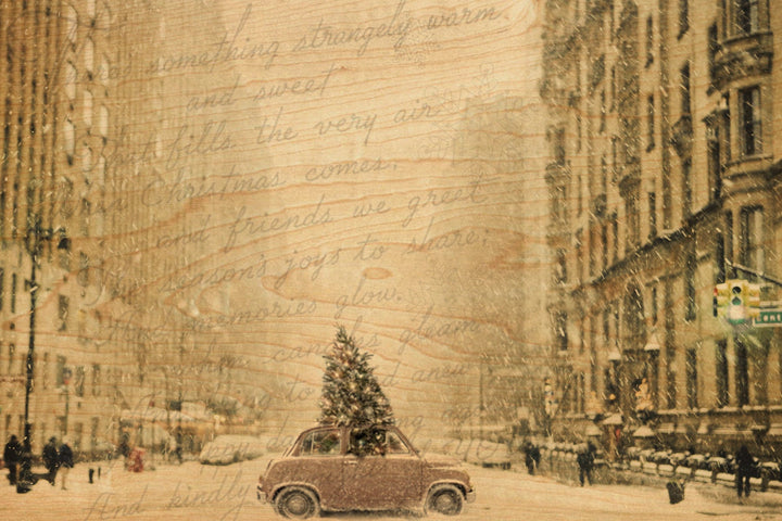 Christmas Tree Car Wood Postcard - Cedar Mountain Studios