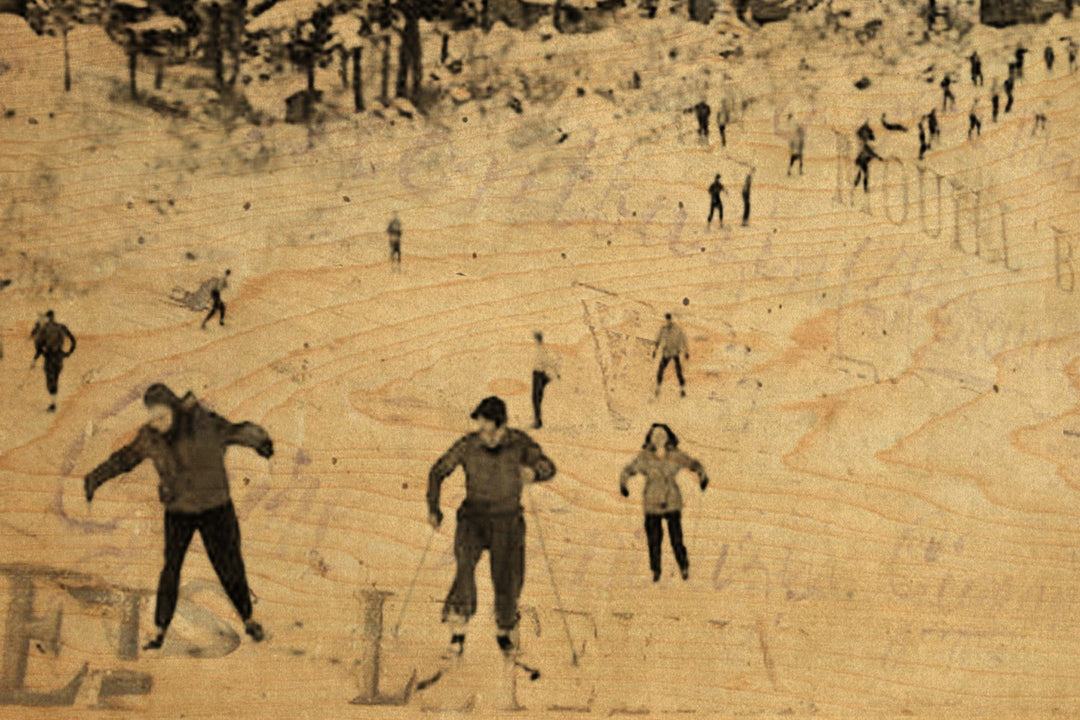 Downhill Skiing Wood Postcard - Cedar Mountain Studios