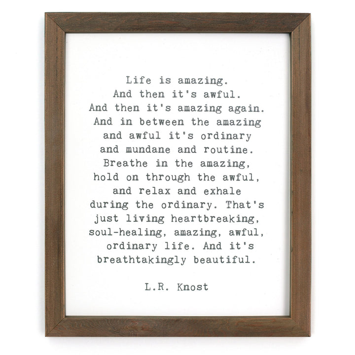 Life is Amazing Framed Words - Cedar Mountain Studios