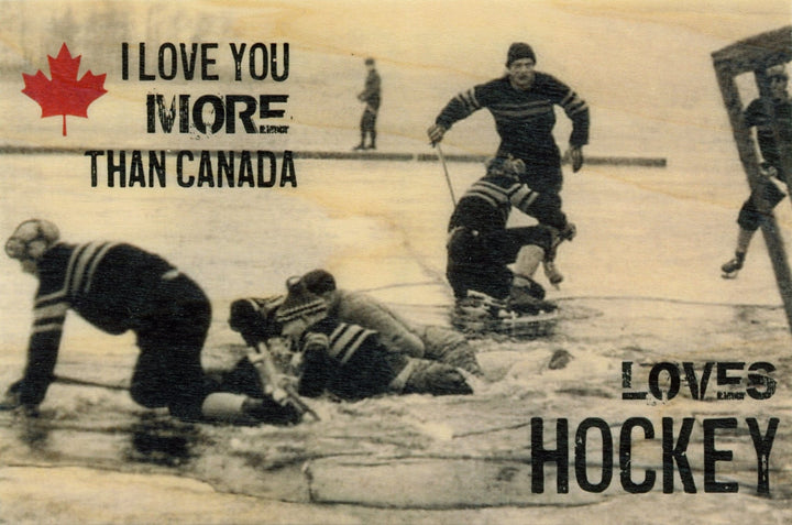 Love Hockey Wood Postcard - Cedar Mountain Studios