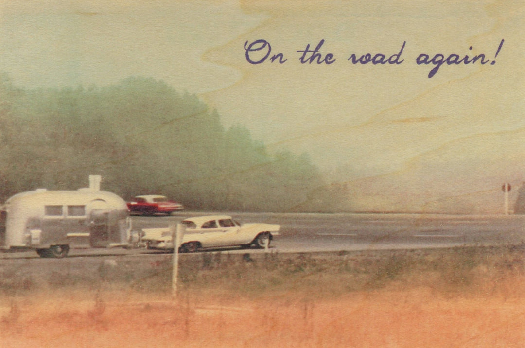On The Road Again Wood Postcard - Cedar Mountain Studios