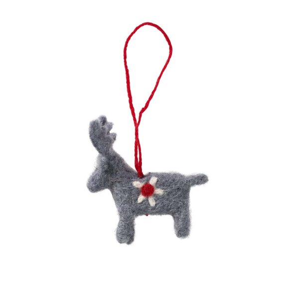 Reindeer Felted Christmas Ornament - Cedar Mountain Studios