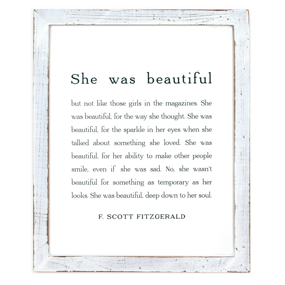 She Was Beautiful (F. Scott Fitzgerald) Framed Words - Cedar Mountain Studios