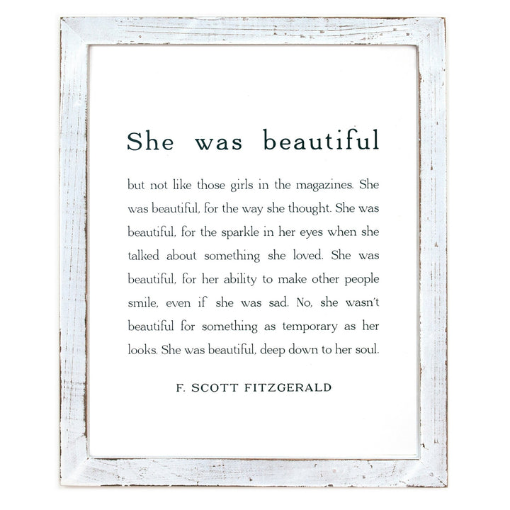 She Was Beautiful (F. Scott Fitzgerald) Framed Words - Cedar Mountain Studios