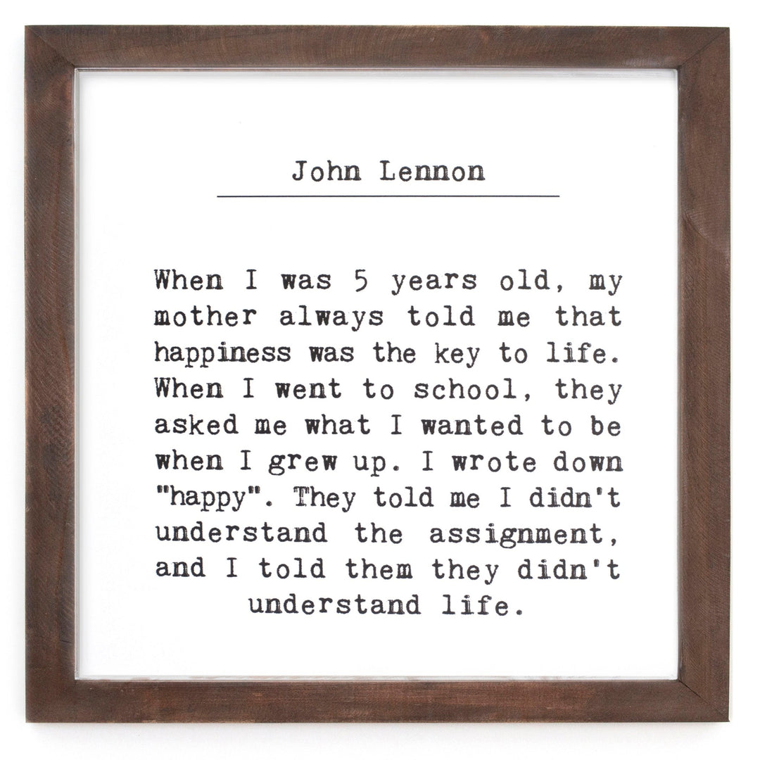 Understand Life (John Lennon) Framed Words - Cedar Mountain Studios