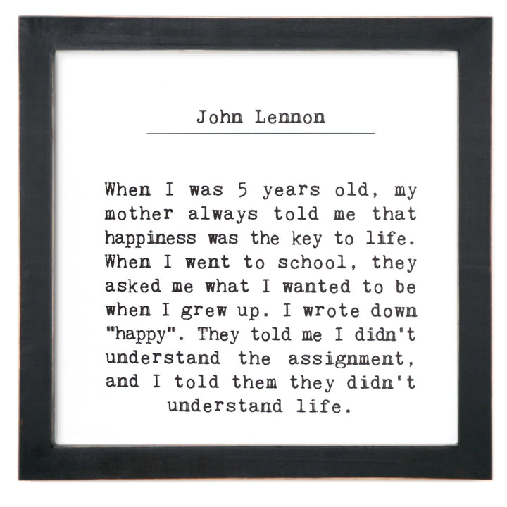 Understand Life (John Lennon) Framed Words - Cedar Mountain Studios