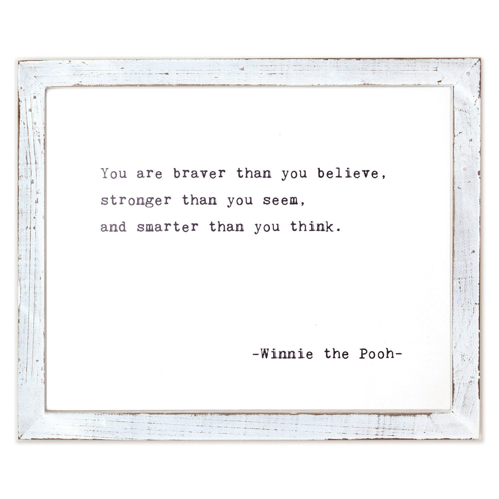 You Are Braver (Winnie The Pooh) Framed Words - Cedar Mountain Studios