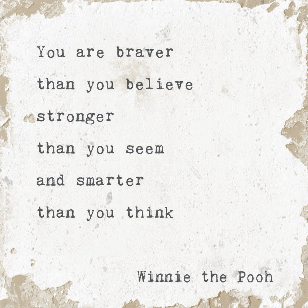 You Are Braver (Winnie The Pooh) Marble Coaster - Cedar Mountain Studios